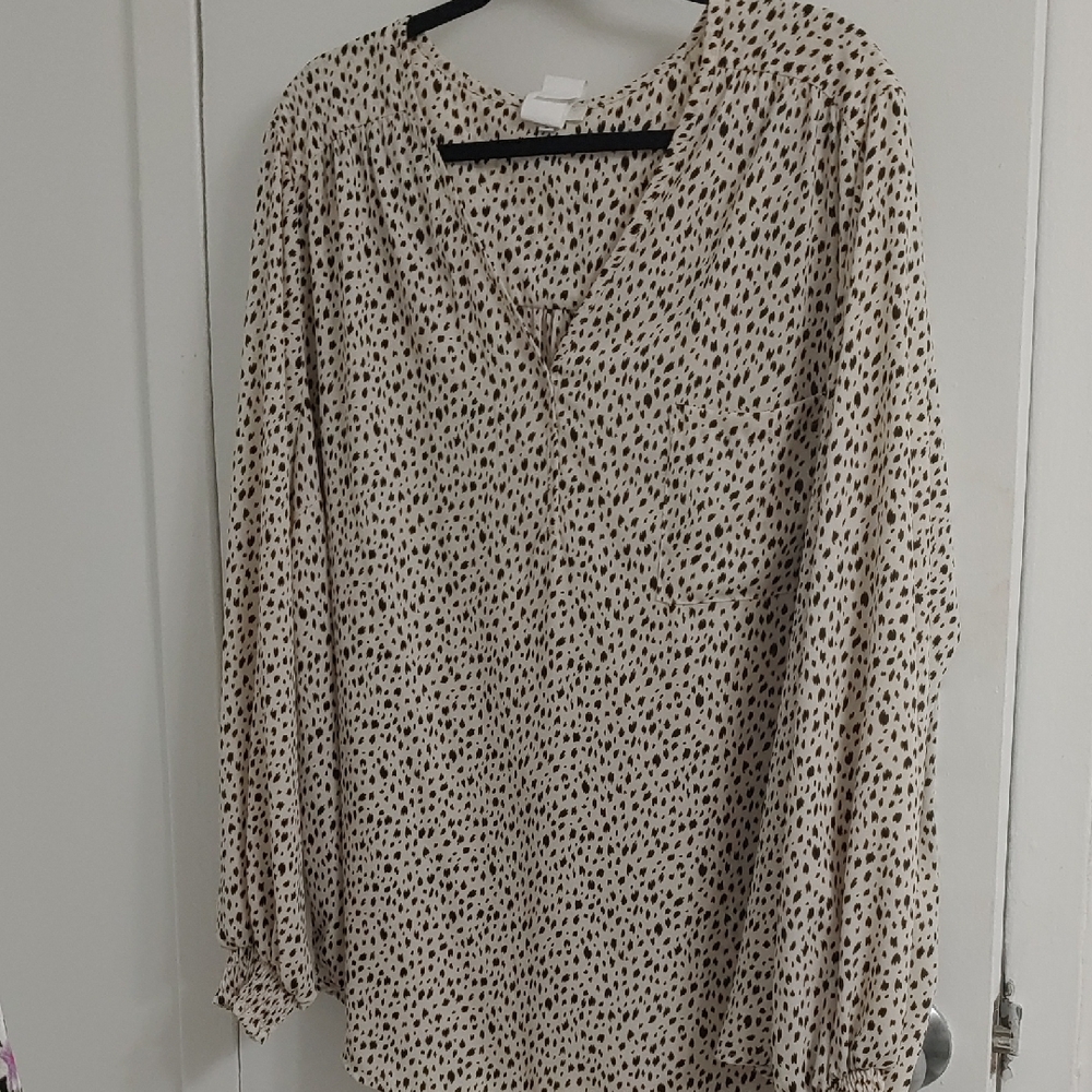 Pleione Black and White Polka Dot Blouse